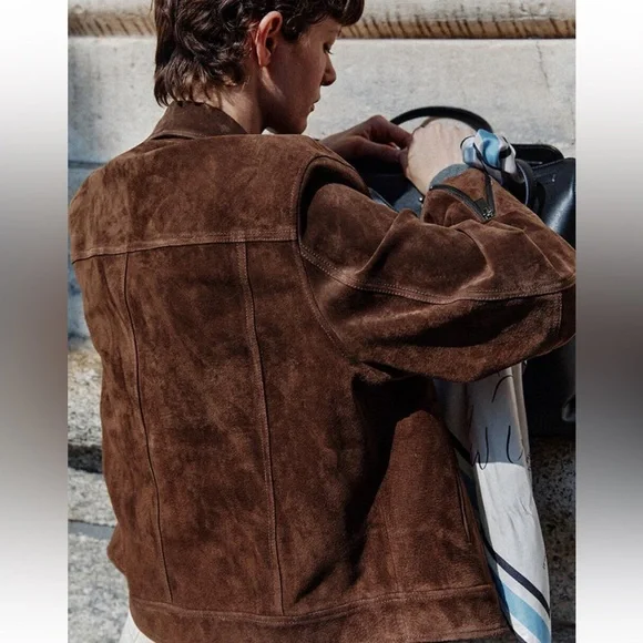 NWT Loeuvre Classic Real Suede Jacket - Brown - Picture 4 of 11